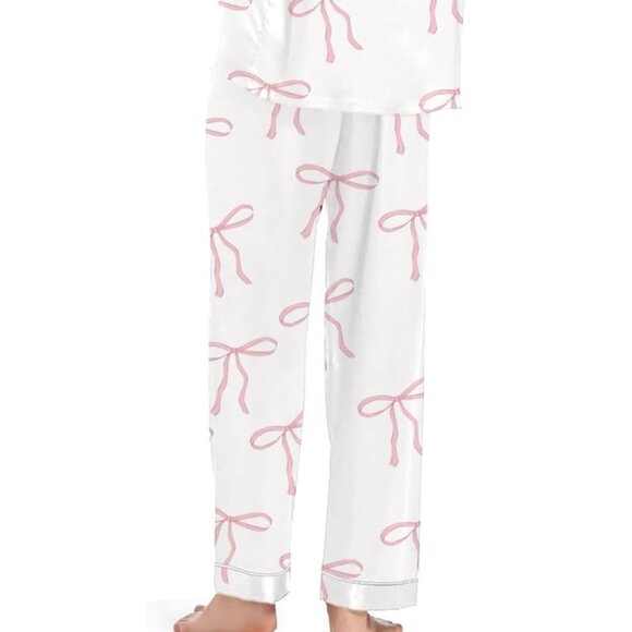 NEW Ladies Satin 2 Piece Bow Pajamas - Size XL - Picture 4 of 7